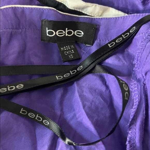 Bebe 2008 Silky Purple Peplum Deep Plunge Halter XS - Picture 12 of 16